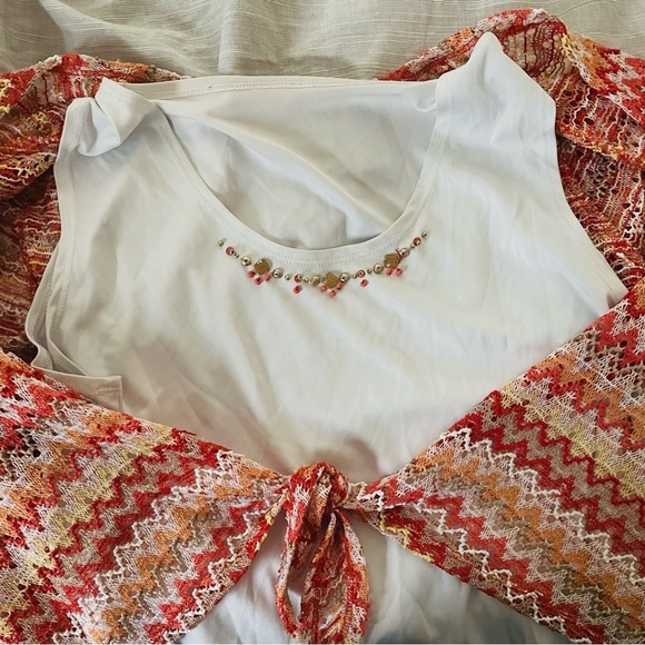 Alfred Dunner Layered Crochet Tie Front Top - Picture 7 of 10